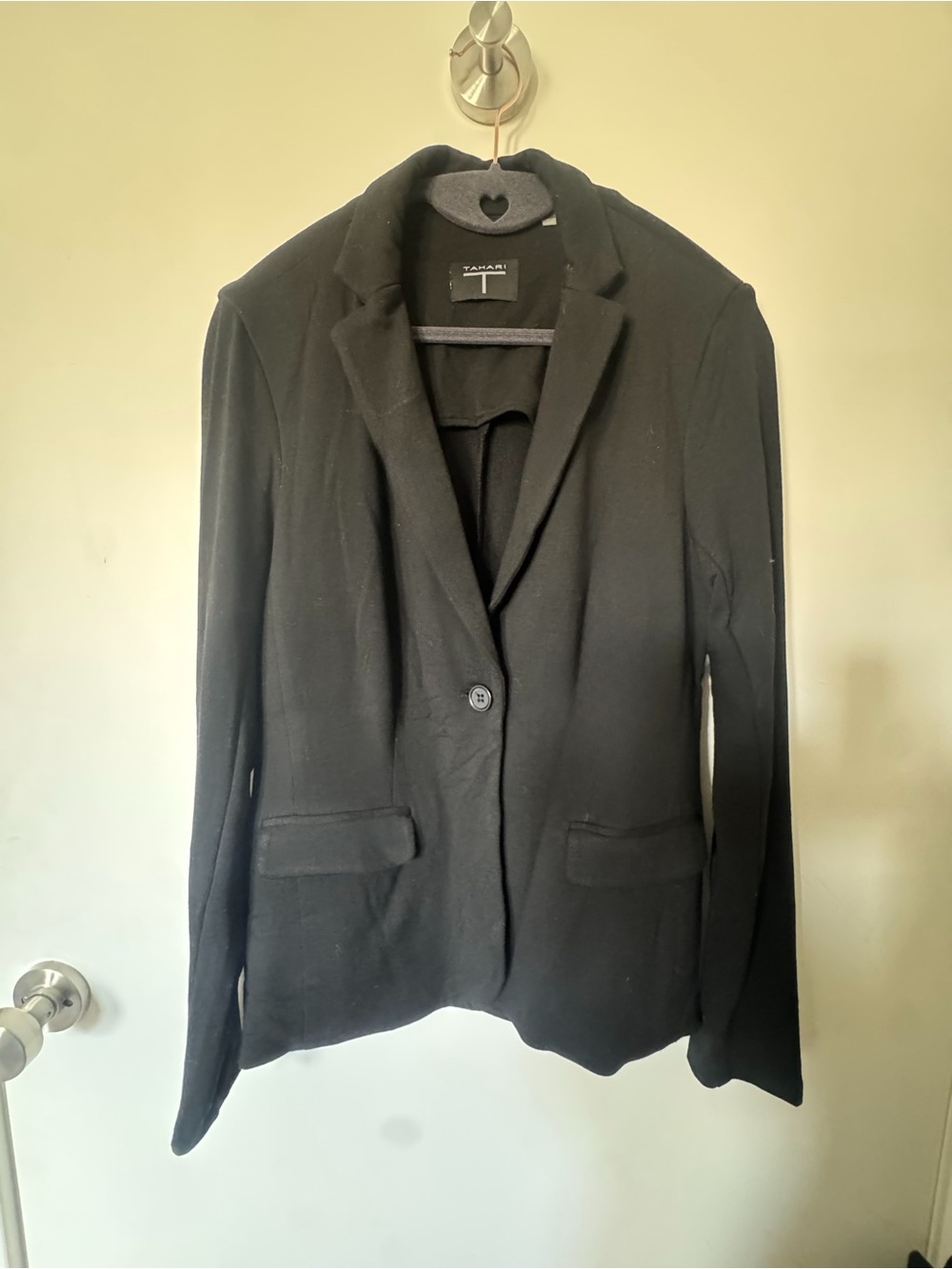 Tahari Black Single-Button Blazer with Notch Lapel